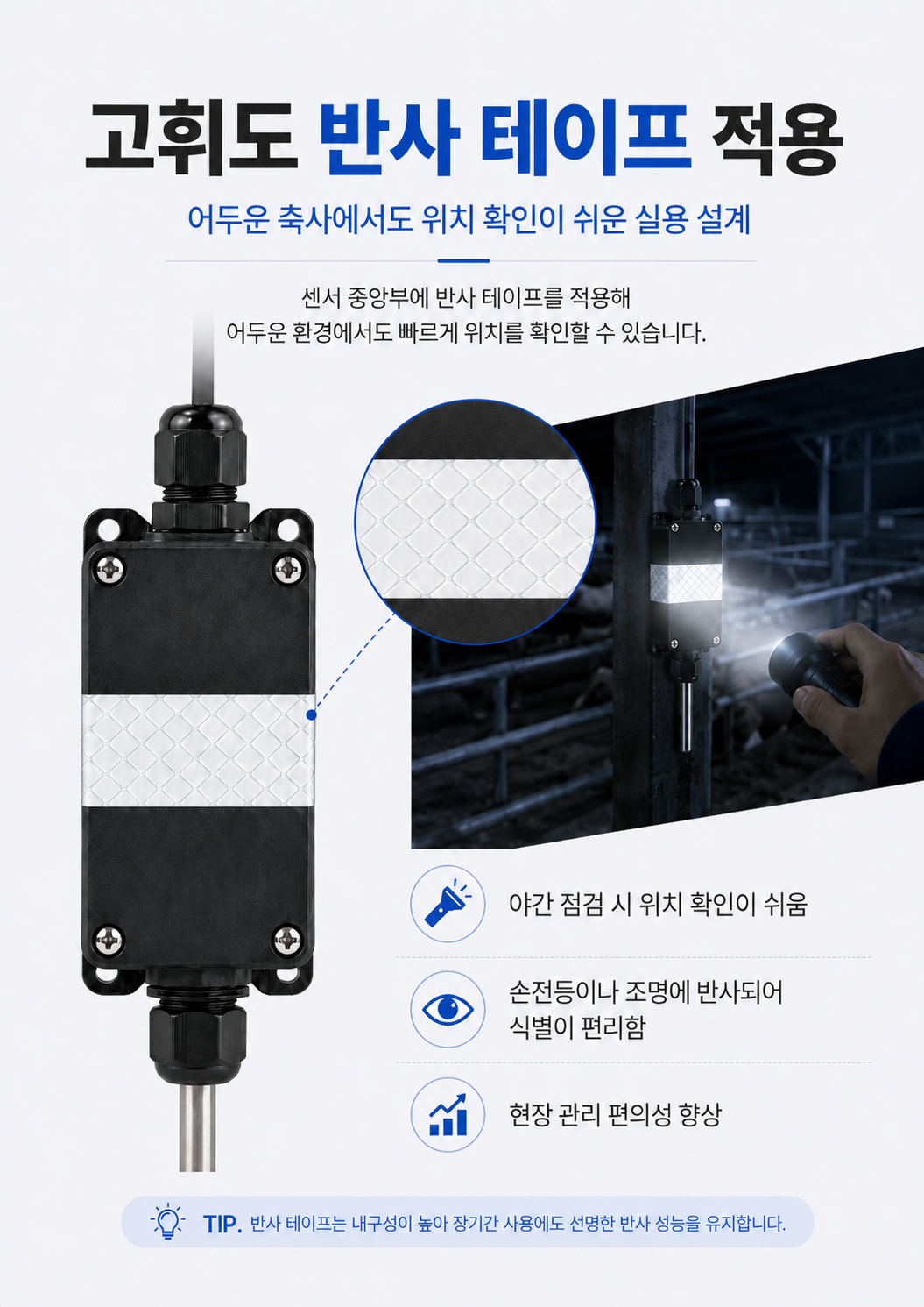 고휘도 반사 테이프 적용 모습